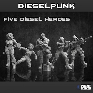Diesel Punk Heroes - Scifi – 35mm – RPG – Cyberpunk – Dieselpunk - RPG - PM minis-