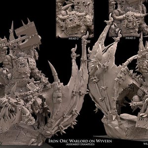 Iron Orc Warlord on Wyvern- Avatars Of War -Fantasy D&D-3D Printed Miniatures-Tabletop Gaming