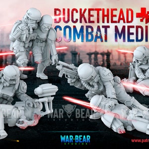 Diverse versioni dei medici da combattimento dei Bucketheads - War Bear Studios / Miniature stampate in 3D / Giochi da tavolo