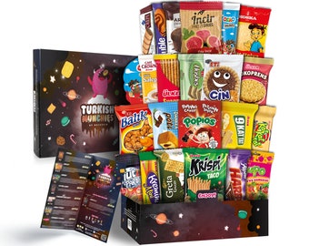 Maxi Space International Snackbox | Premium Exotische Buitenlandse Snacks | Probeer buitengewone Turkse snacks | Meer dan 20 snacks op ware grootte