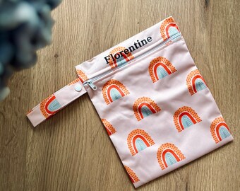 Personalizable wetbag (18 x 25 cm) "Rainbow" - daycare, change of clothes, diapers, wet bag, kindergarten, period underwear