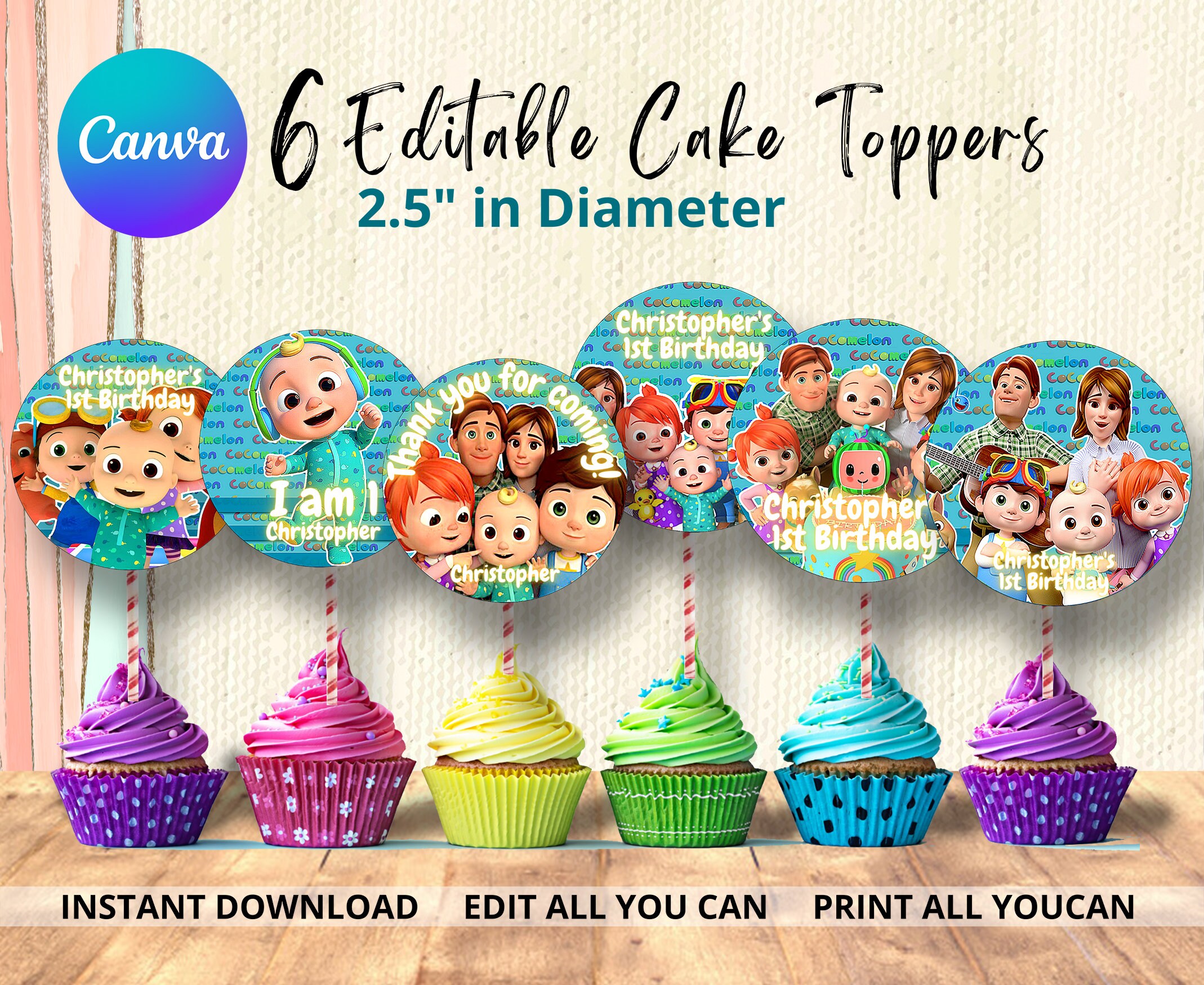 Cocomelon Cake Topper Printable - Etsy Israel