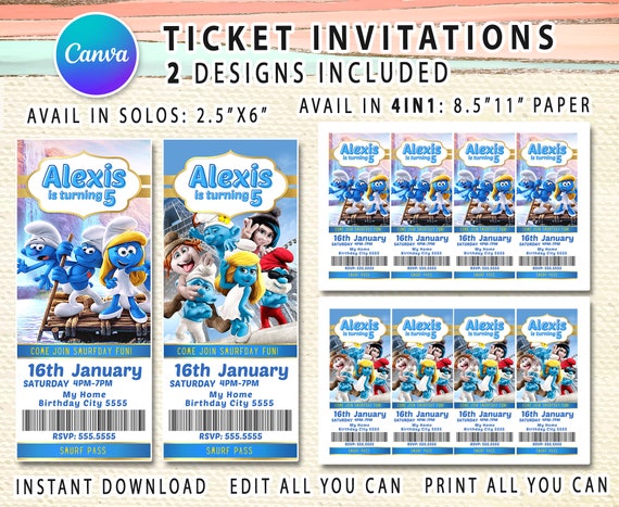 SMURF Instant Download Editable Printable Digital Template - Etsy