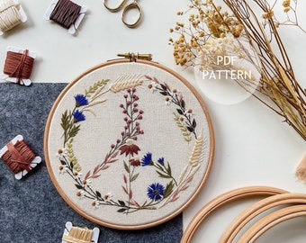 Peace and Love Embroidery Pattern PDF • floral peace sign hoop art, beginner friendly