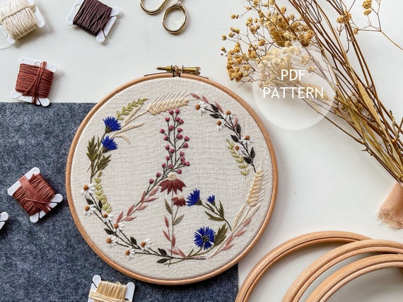 Peace and Love Embroidery Pattern PDF • Floral Peace Sign Hoop Art