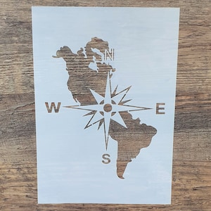 Pochoir carte du monde rose des vents pour tatouage mural et look vintage peinture au pochoir aérographe design textile ST-1010206