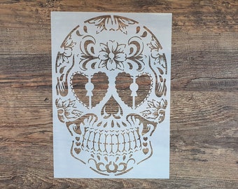 Stencil with motif "Skull - Skull" for wall decal and vintage look stencil textile design, furniture template ST-1010228