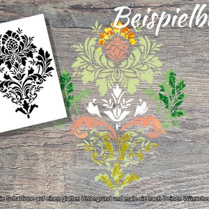 Stencil floral pattern all over for wall tattoos and vintage look stencil painting airbrush textile design ST-1010420 image 4