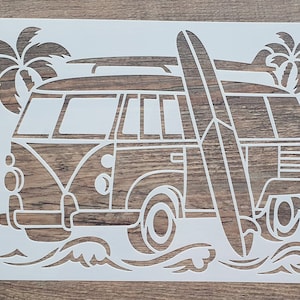 Stencil VW Bus Camper for wall tattoo and vintage look stencil textile design ST-1010106 wall stencil, furniture stencil