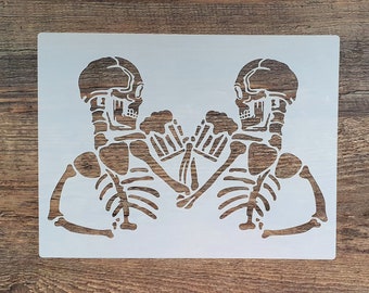 Schablone Skelette Bier trinken für Wandtattoo und Vintagelook Stencil  Textilgestaltung , Möbelschablone ST-1010303