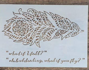 Schablone Feder für Wandtattoo und Vintagelook Stencil  Textilgestaltung ST-1010234, Möbelschablone