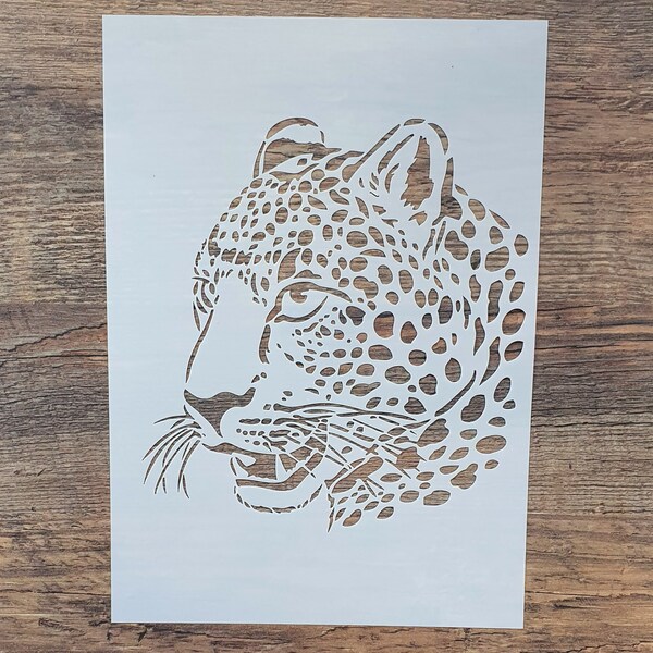 Schablone Leopard Kopf für Wandtattoo und Vintagelook Stencil  Textilgestaltung ST-1010191 Wandschablone, Möbelschablone