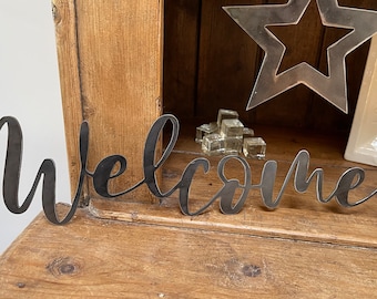 Welcome Metal Wall Art script sign