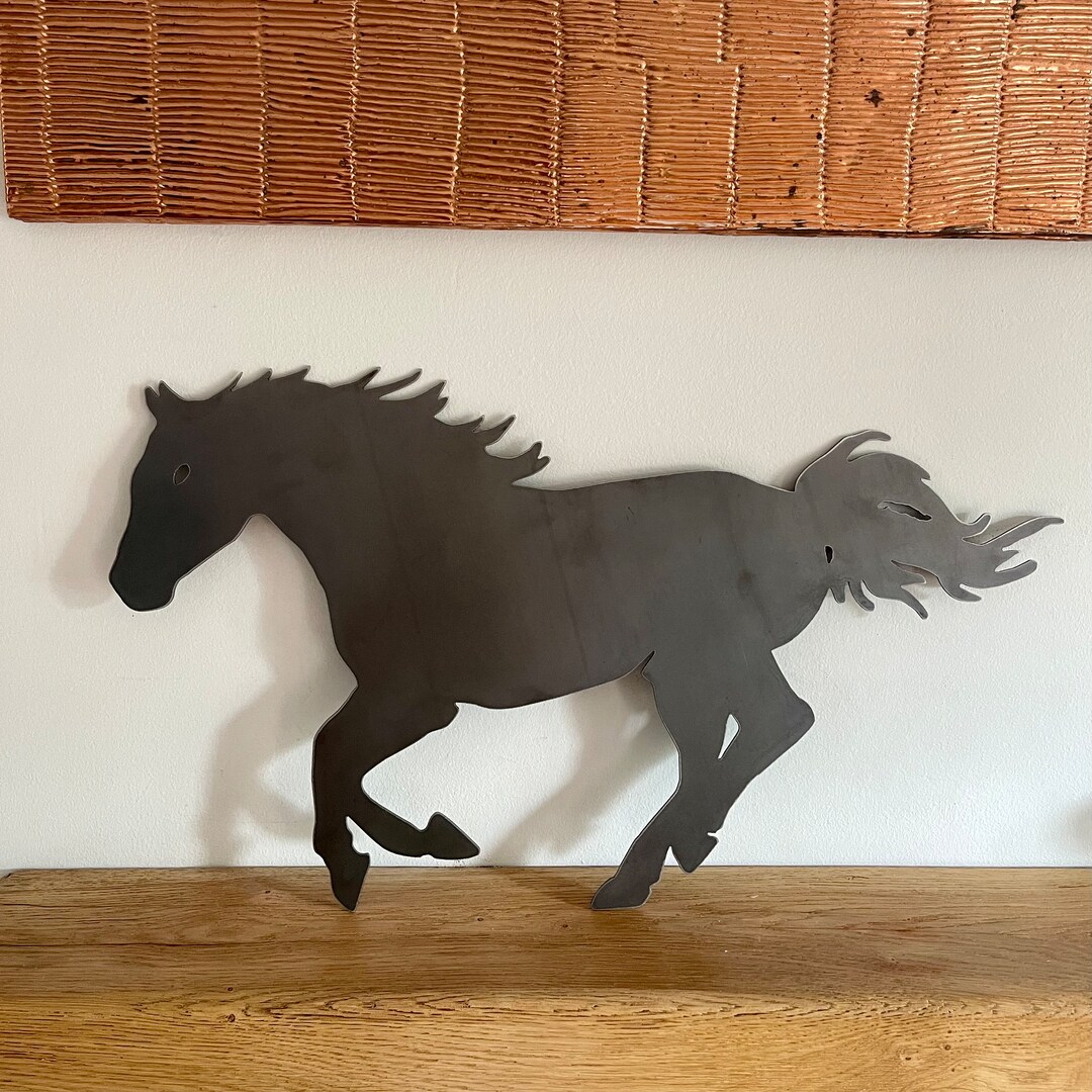 Large Running Horse Metal Art Plaque Etsy UK