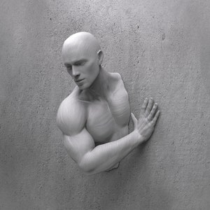 Scultura da parete 3D / Uomo che esce dalla statua da parete 3D PRINT STL FILES / Modern Wall Art / Abstract Fitness Decor / Home Decoration SportsMan