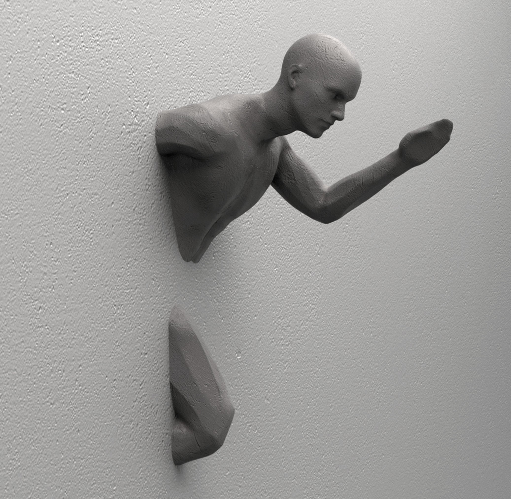 Runner Man 3D Statue Man Getting Out of Wall Statue running Man Wall