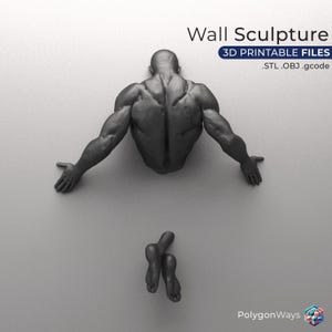 3D Dekoracja Ścienna Figura | Rzeźba Człowieka Fitness | Posąg Człowieka Wychodzący Przez Ścianę PLIKI 3D STL | Dekoracja Siłowni | Prezent dla Niego | Nowoczesna Posąg