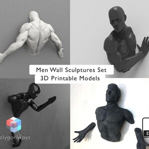 Men Wall Sculpture Set of 4 3D Print File STL Files / 3D Wall Art / Men ...