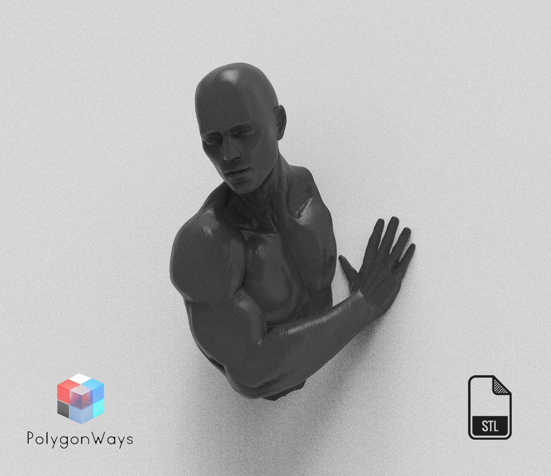 Man Out of Wall Sideways Sculpture 3D Print File / 3D Wall Art / Men