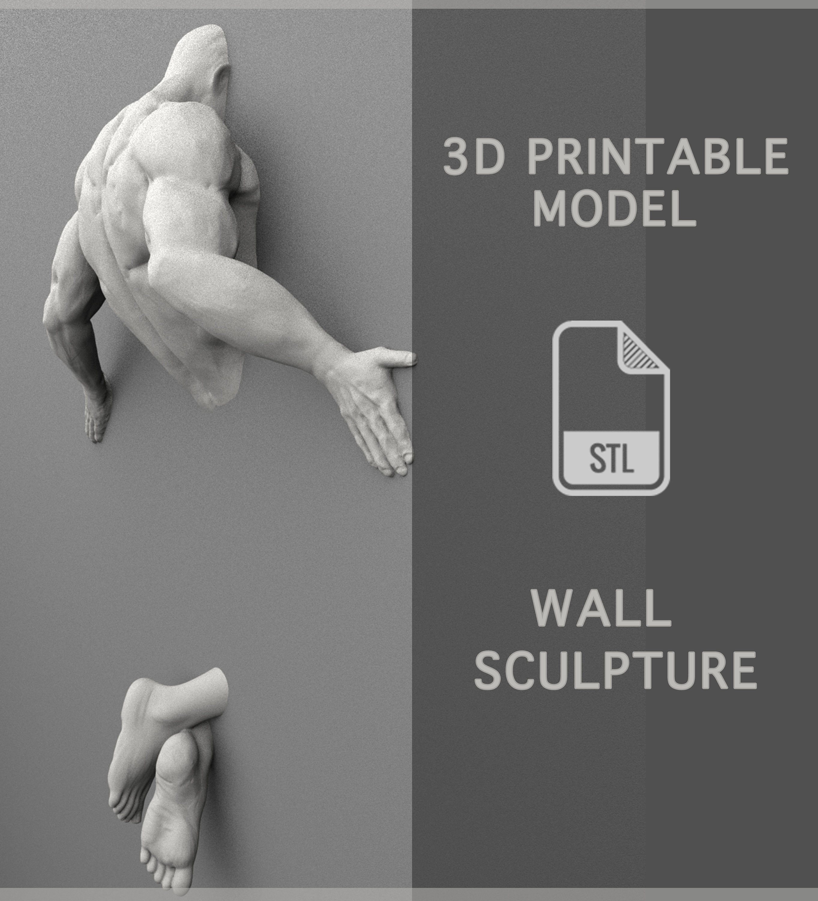Men Wall Sculpture Set of 4 3D Print File STL Files / 3D Wall Art / Men