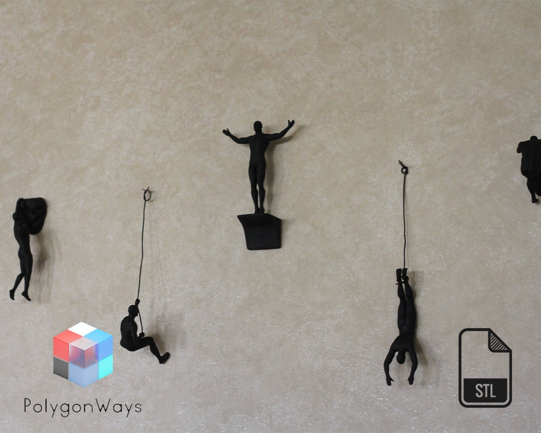 Presupported Set of 6 Wall Climbing Man Climbing Man 3D Printable STL