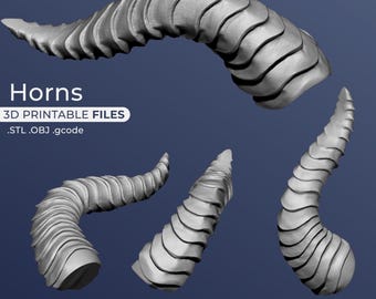 Fichiers STL imprimables modèle 3D de cornes / Fichiers d'impression 3D / Conception artistique 3D / STL 3D Dragon / Conception de corne imprimable