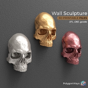 Skull 3D Print File STL Files / 3D Wall Art / Skull Wall Hanging / Printable Decor / Wall Sculpture Decor Printable