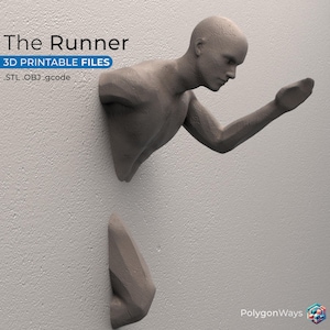 Runner Man 3D Statue | Man Getting Out of Wall Statue | Running Man Wall Decor 3D PRINT STL FILES | Statue Sports Man , Wall Hanging