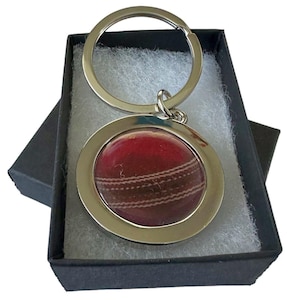 Handmade Silver Plated Cricket Inspired Cricket Ball Keyring