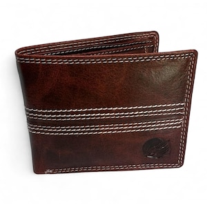 Cricket-gifts - Buffalo Leather Cricket Wallet | Rfid Protection | 7 Card Slots | Coin Pouch & Id Holder | Cricket Fan Accessory | Multicolo