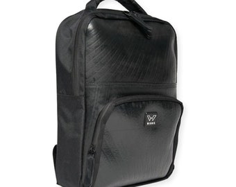 Eco Backpack | Recycled Rubber Backpack Funky Falcon - Black | Eco-Luxury Backpack | Vegan Backpack | Handmade Backpack | Mens Backpack.