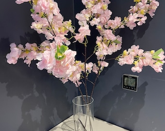 Artificial Pink cherry blossom flower stems, silk pink flowers