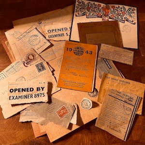 Journal Kit WW2 Ephemera, Digital copies of original documents, Telegram, Greetings Telegram, Grandparents letters, Vintage Envelopes,stamps