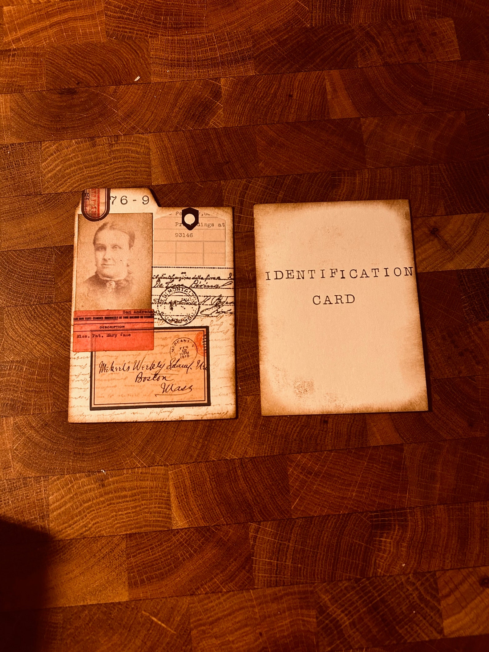 Vintage Style Identifications Cards. Vintage Style Residence Card
