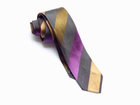 Schmale Krawatte mit Blockstreifen – Vintage 50er… - image 4