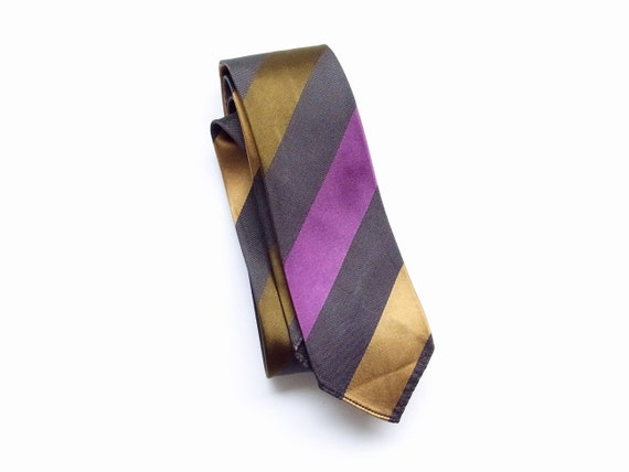 Schmale Krawatte mit Blockstreifen – Vintage 50er… - image 3