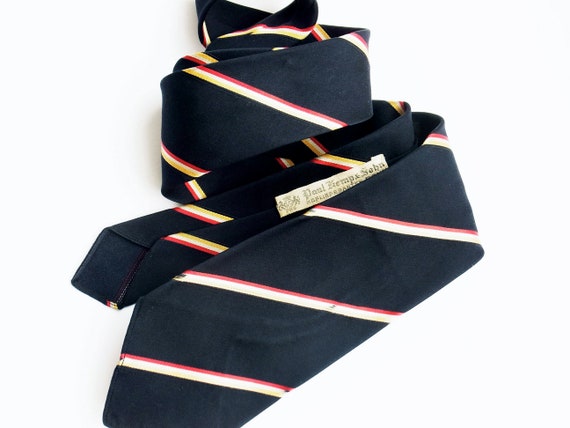 Schwarze Krawatte mit Streifen – original Vintage… - image 6