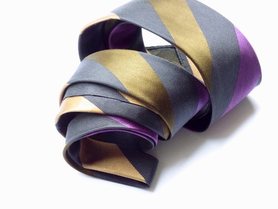 Schmale Krawatte mit Blockstreifen – Vintage 50er… - image 8