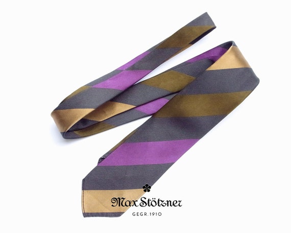 Schmale Krawatte mit Blockstreifen – Vintage 50er… - image 6