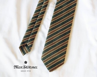 Vintage-Krawatte mit Streifen Tannengrün-Braun