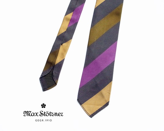 Schmale Krawatte mit Blockstreifen – Vintage 50er… - image 1