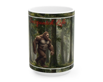 Sasquatch Life mug | Bigfoot forest scene, Ceramic Mug