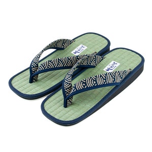Japanese Tatami Sandals | Seigaiha Rice Straw Zori | Traditional Geta Slippers | Handmade Japanese Flip Flops | Zen Indoor & Outdoor Shoes
