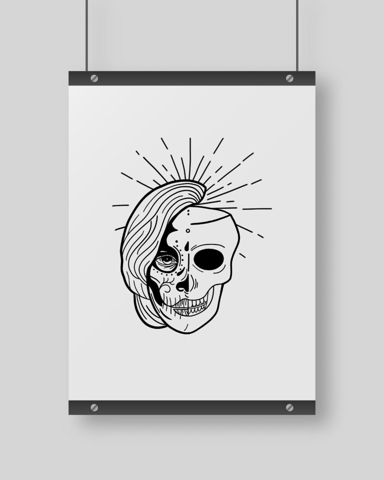 Mexican Skull printable Wall Art, Skull Wall Art Print, Minimalistic