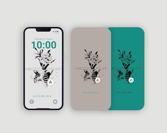 Wallpaper - Flower Skull [iOS wallpapers, iOS Home Screens, Digital Download, illustration]