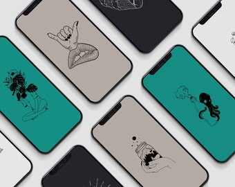 Wallpaper Bundle [iOS wallpapers, iOS Home Screens, Digital Download, illustration]