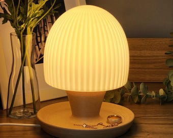 Modern Mushroom Table Lamp: Minimalist Bedside Desk Lamp with Tray