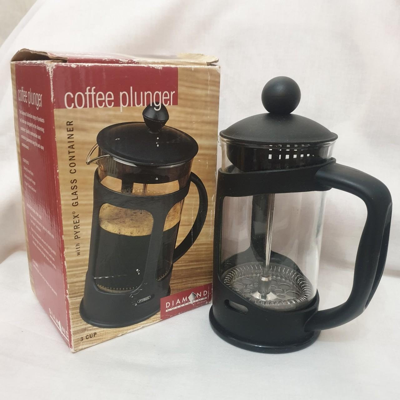 Diamond Collection Coffee Plunger With PYREX Glass Container 3 Cup  Cafetiere 