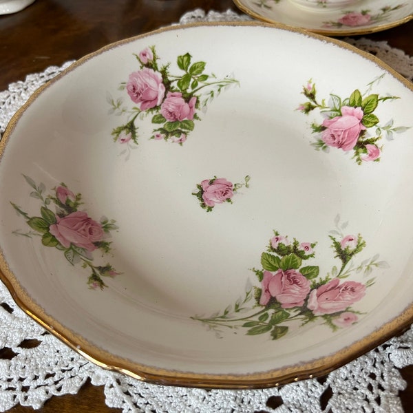 Canonsburg China The Hallmark Rose Bouquet with 22 K rim. Coupe Soup Bowl Set of 2. Excellent condition.