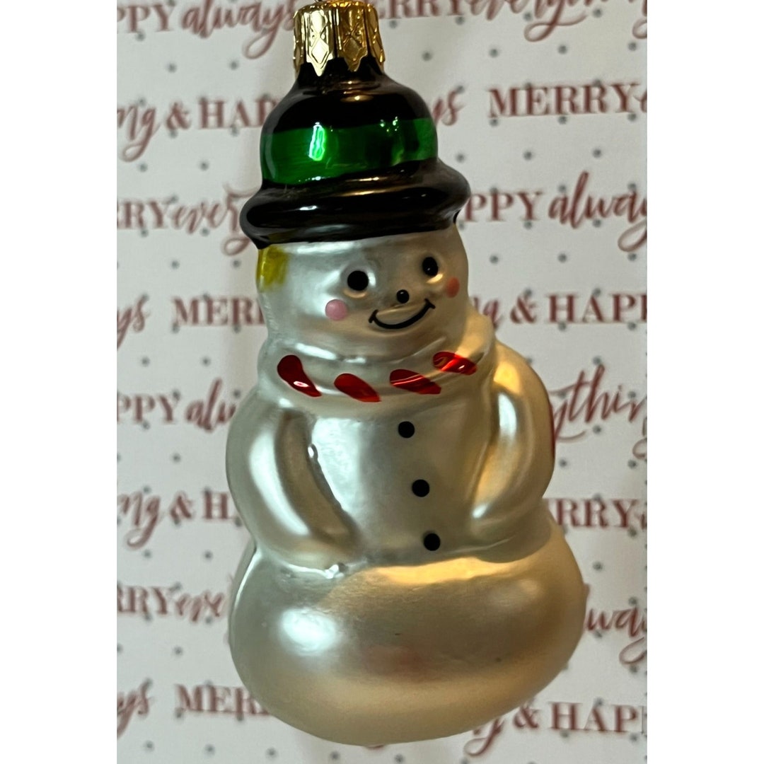 Vintage Blown Glass Snowman Christmas Ornament Pair - Etsy